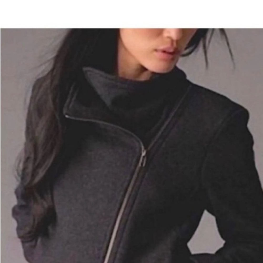 34. Eileen Fisher Grey Zip Up Asymmetrical Soft jacket